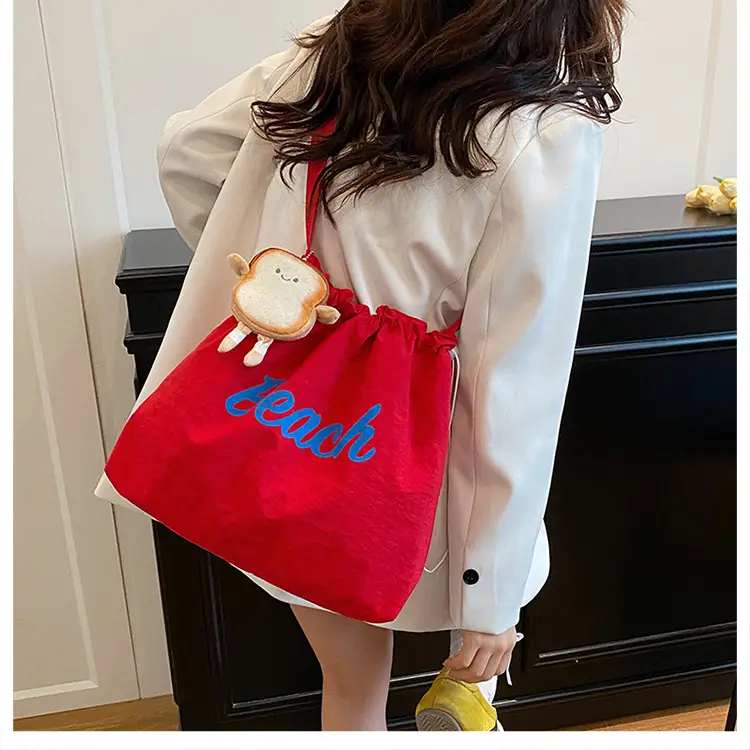 Women's Yellow Printed Tote Bag with Cute Doll — feature 24