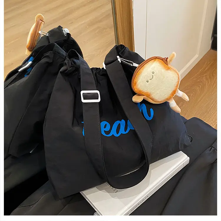 Women's Yellow Printed Tote Bag with Cute Doll