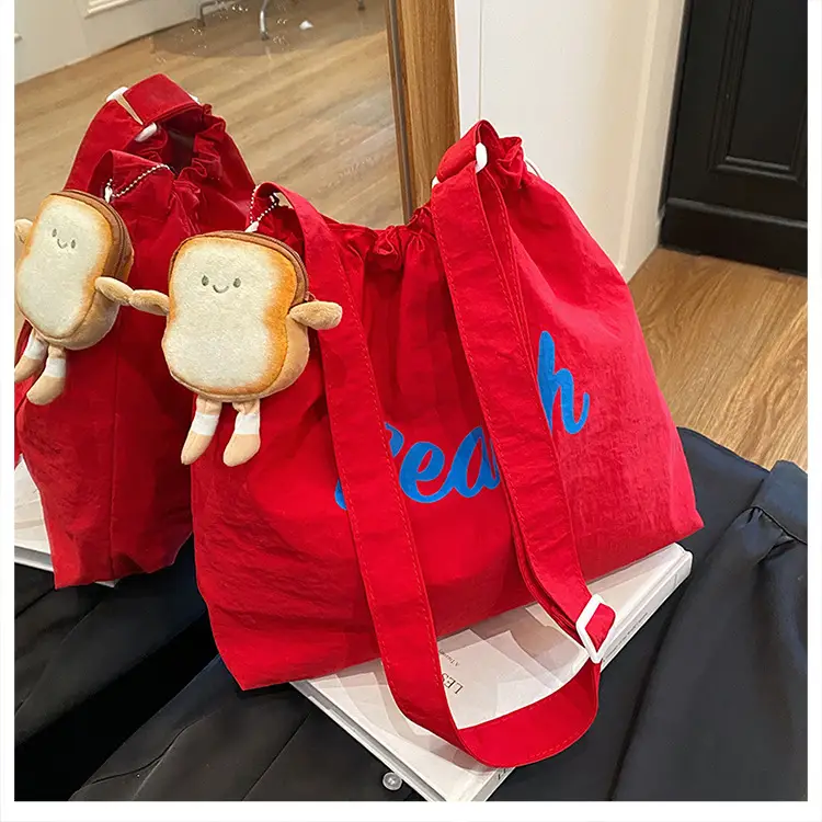 Women's Yellow Printed Tote Bag with Cute Doll
