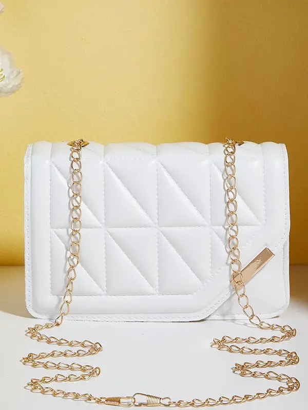 Black Embossed Chain Shoulder Bag for Women - Image 7
