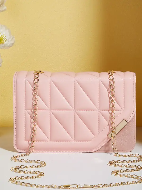 Black Embossed Chain Shoulder Bag for Women - Image 8