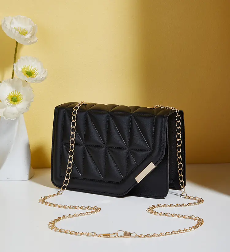 Black Embossed Chain Shoulder Bag for Women — feature 11
