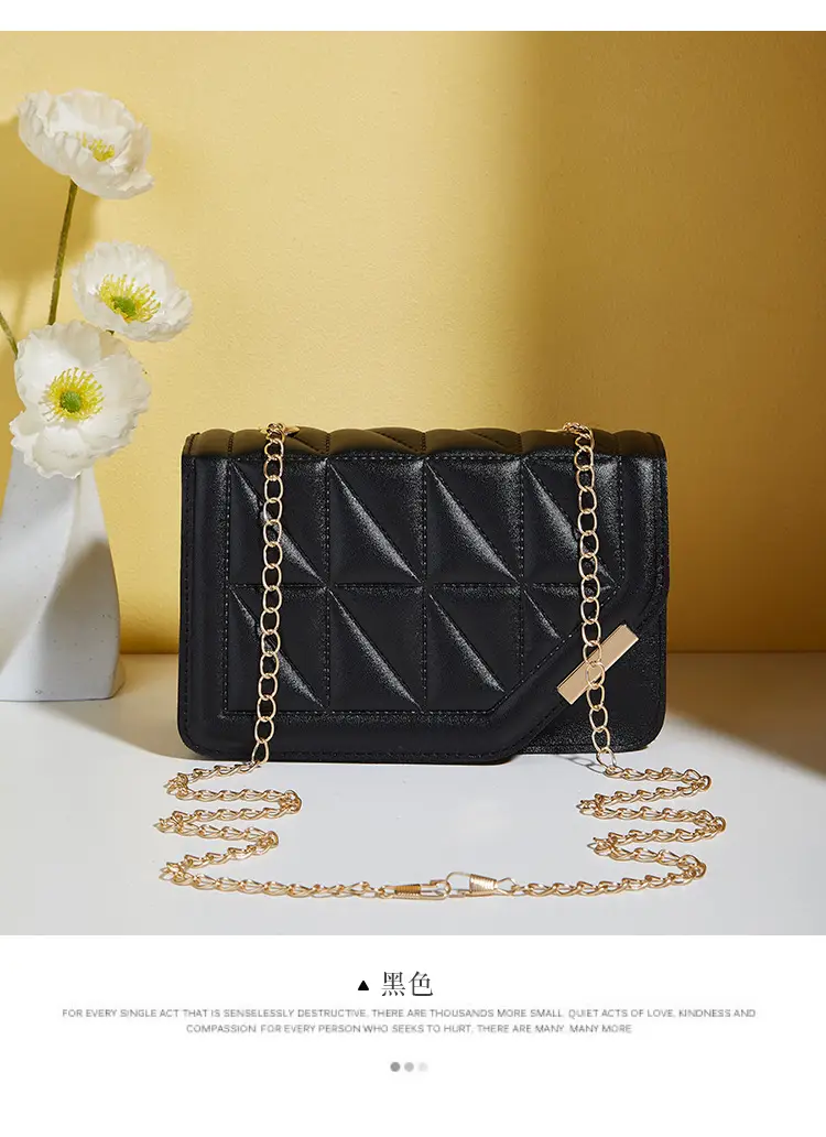 Black Embossed Chain Shoulder Bag for Women — feature 12