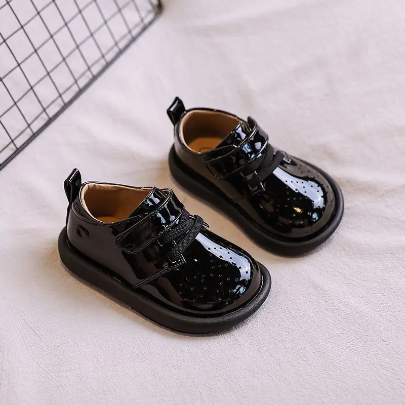 Baby Leather Shoes Black 1-3Yrs Non-Slip