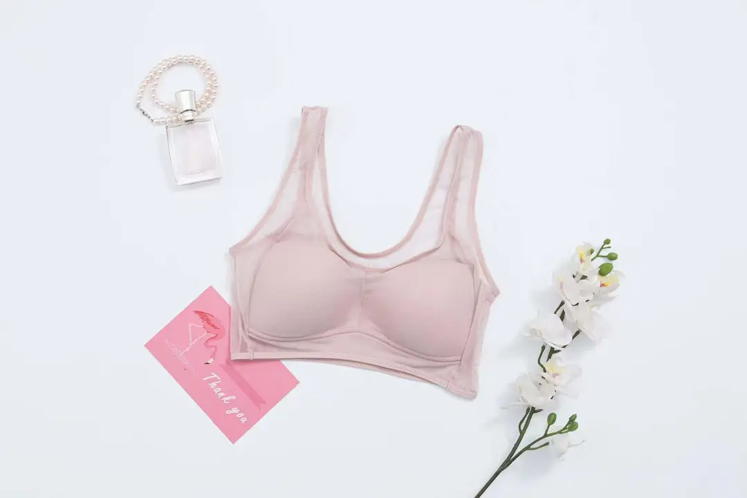 New Style Nude Mesh Vest, Breathable, Wire-Free, Push-Up, Breast-Retracting, Breathable Hole Molded Cup, Big Breasts, Small Bra for Women