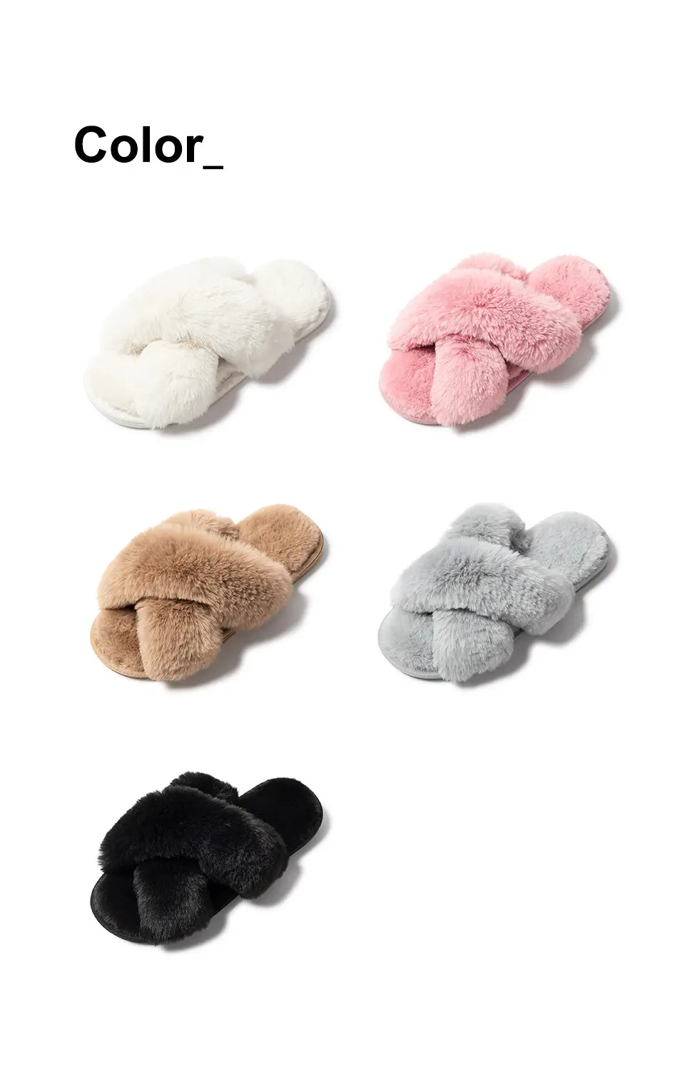 Winter Plush Cross-Strap Cotton Slippers European and American Non-Slip Indoor Soft-Soled Warm Furry Home Slippers for Women — feature 9