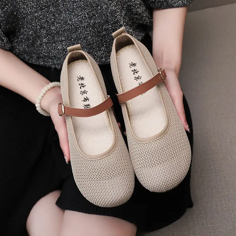 Women's Beanie Shoes Summer New Old Beijing Cloth Shoes 25 Spring and Autum Outer Wear Beanie Shoes One-Leg Mesh Soft Sole Not Tiring for Feet - Image 4