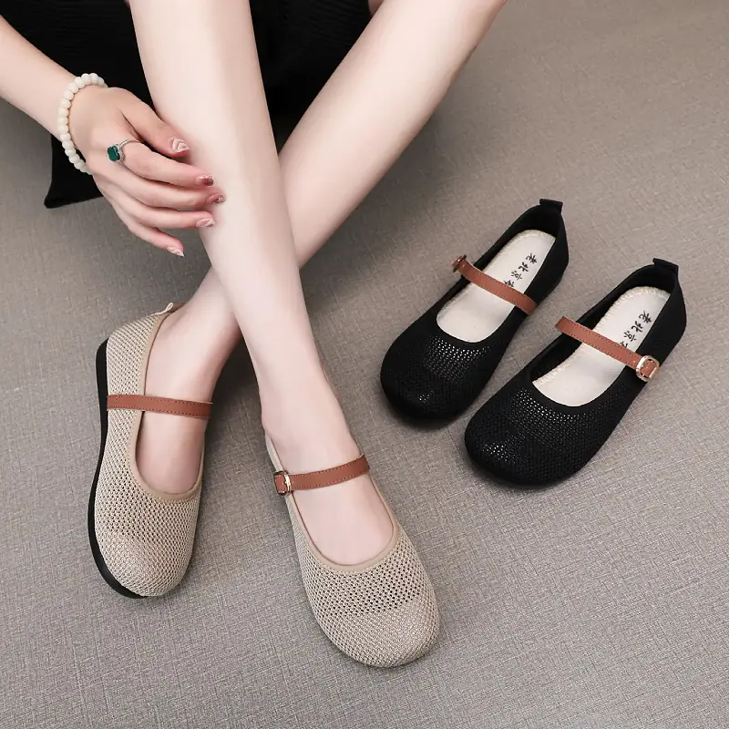 Women's Beanie Shoes Summer New Old Beijing Cloth Shoes 25 Spring and Autum Outer Wear Beanie Shoes One-Leg Mesh Soft Sole Not Tiring for Feet - Image 5