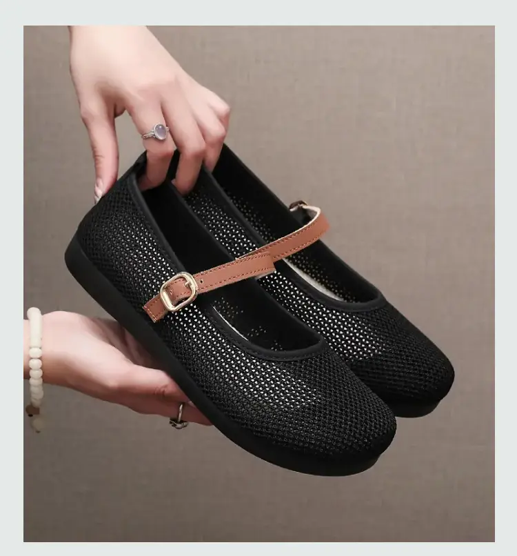 Women's Beanie Shoes Summer New Old Beijing Cloth Shoes 25 Spring and Autum Outer Wear Beanie Shoes One-Leg Mesh Soft Sole Not Tiring for Feet — feature 22
