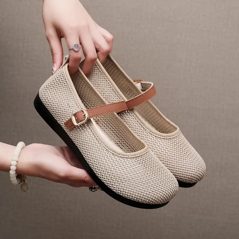 Women's Beanie Shoes Summer New Old Beijing Cloth Shoes 25 Spring and Autum Outer Wear Beanie Shoes One-Leg Mesh Soft Sole Not Tiring for Feet - Image 2
