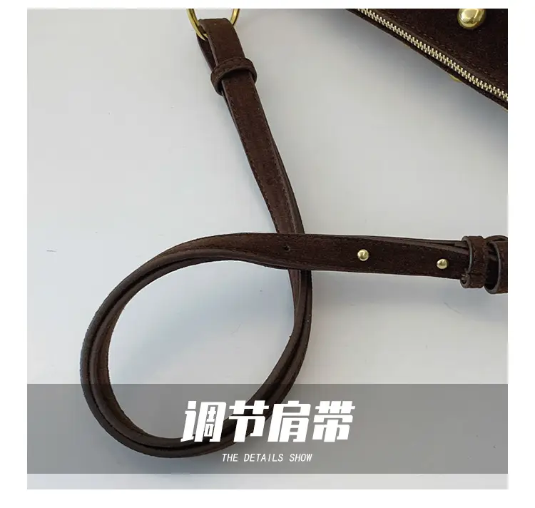 2025 Rivet Shoulder Bag Brown Leather with Gold Plated Studs — feature 8