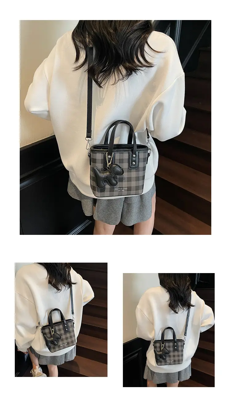 Women's Beige Checkered Diamond Shoulder Bag 2025 — feature 16
