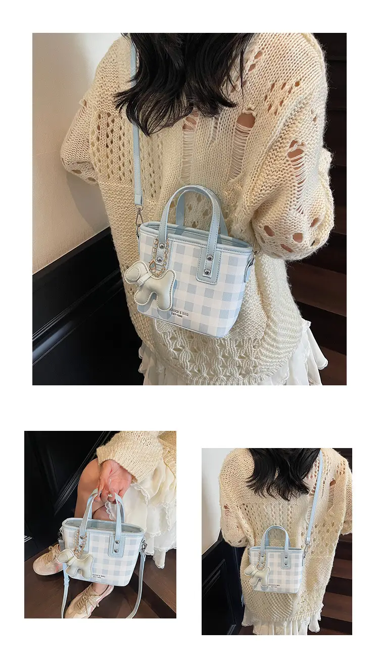 Women's Beige Checkered Diamond Shoulder Bag 2025 — feature 17