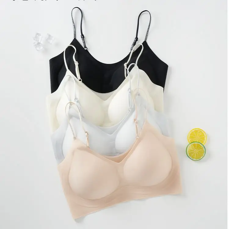 Seamless Invisible Liquid Foundation Bra Jelly Soft Support Ultra-Thin Spaghetti Strap Fixed Cup Push-Up Beautiful Back Strap Bra