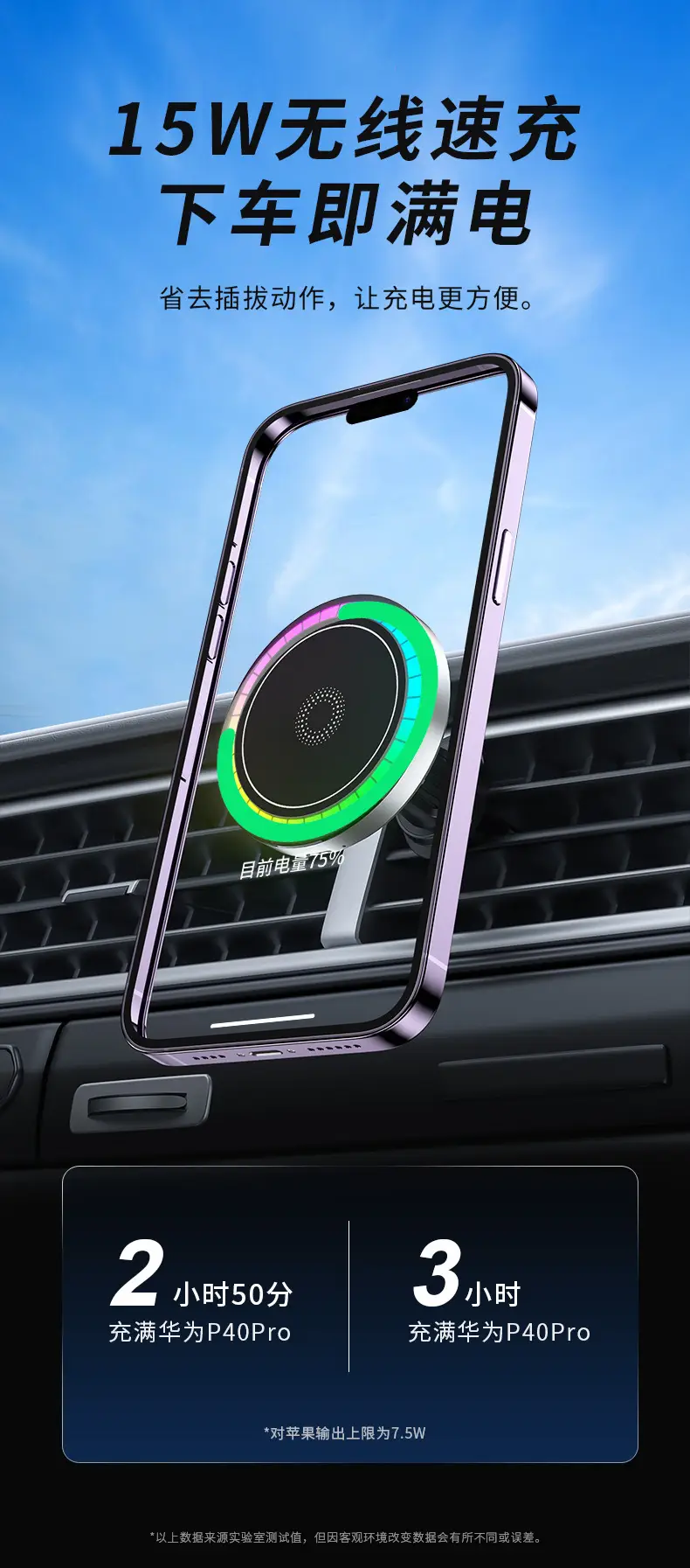 Cross-Border Magnetic Car Charger with Colorful Light — feature 7