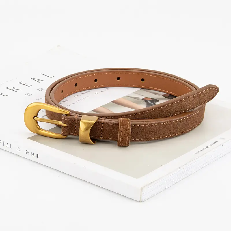 Women Cross-Border Frosted Suede Belt焦糖色 - Image 13
