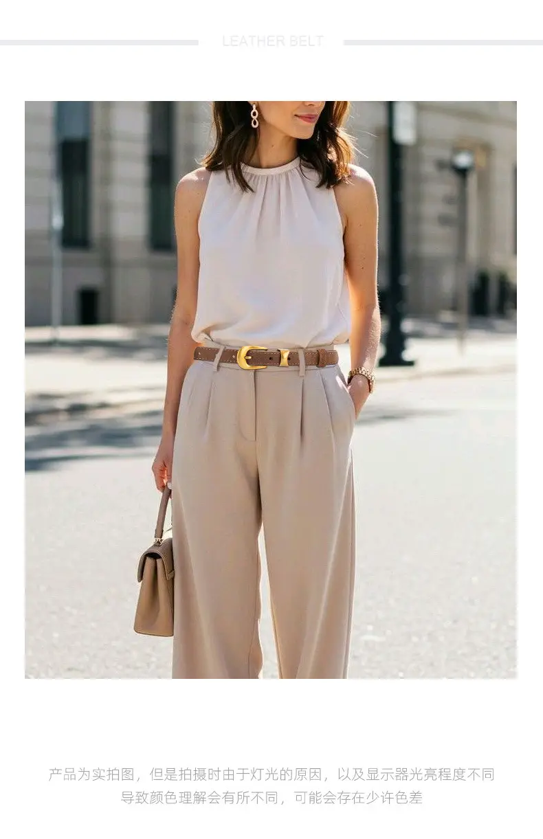 Women Cross-Border Frosted Suede Belt焦糖色 — feature 1