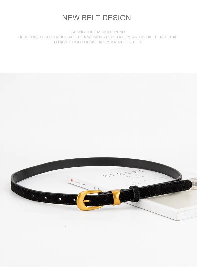 Women Cross-Border Frosted Suede Belt焦糖色 — feature 12