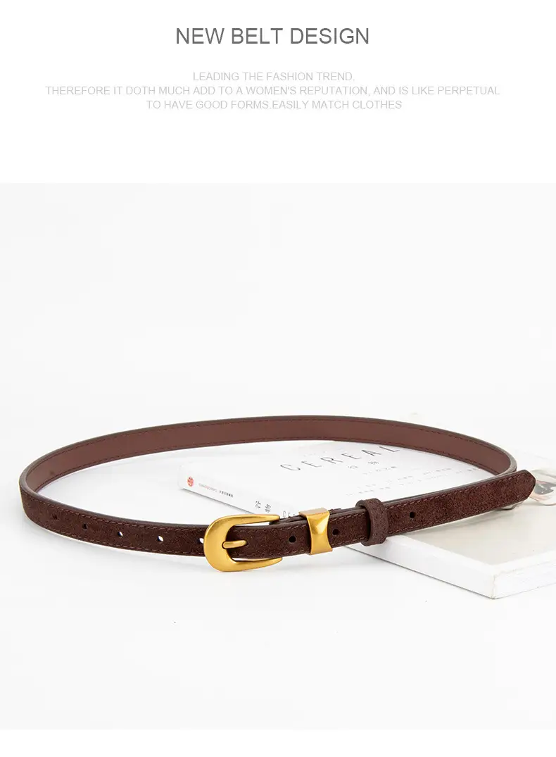 Women Cross-Border Frosted Suede Belt焦糖色 — feature 13