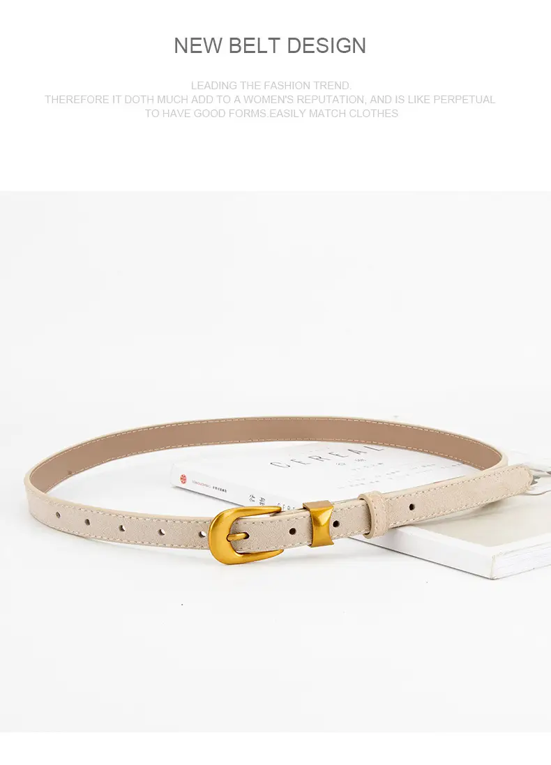 Women Cross-Border Frosted Suede Belt焦糖色 — feature 14