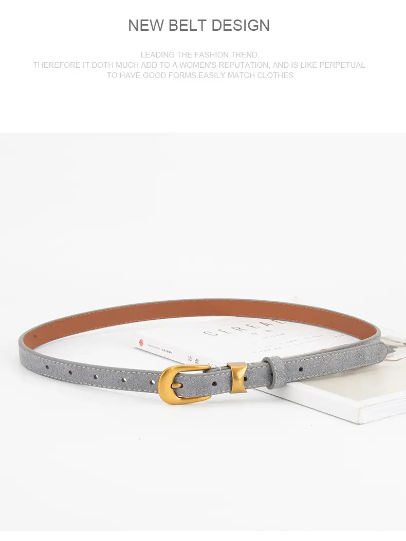 Women Cross-Border Frosted Suede Belt焦糖色 — feature 15