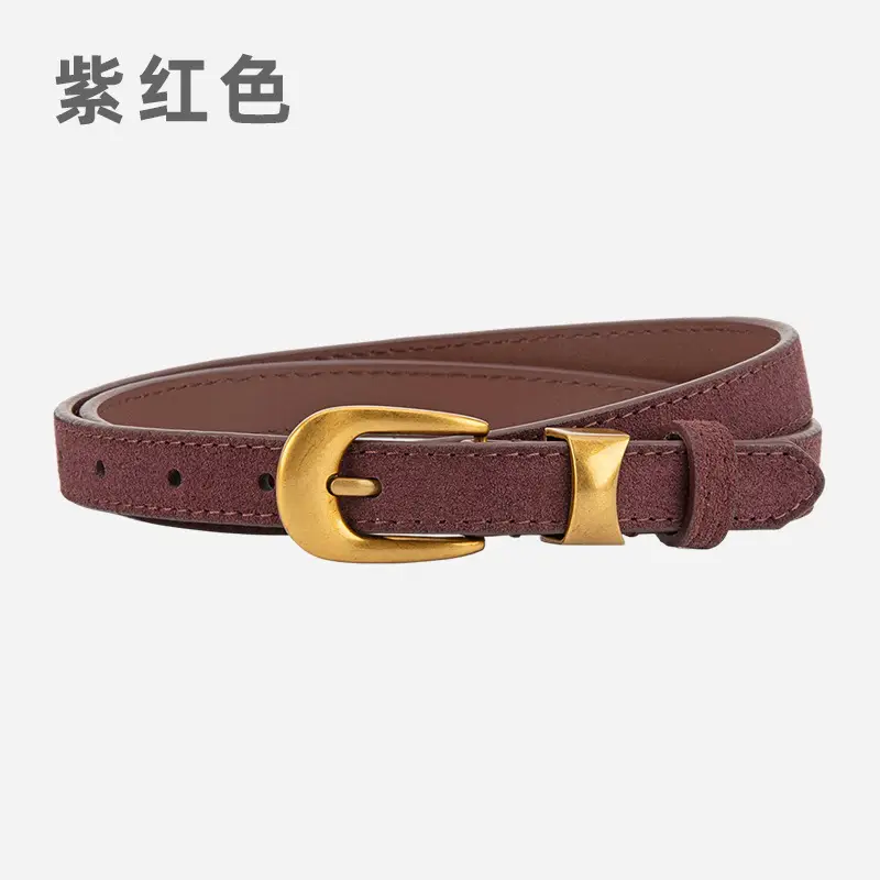 Women Cross-Border Frosted Suede Belt焦糖色 - Image 10