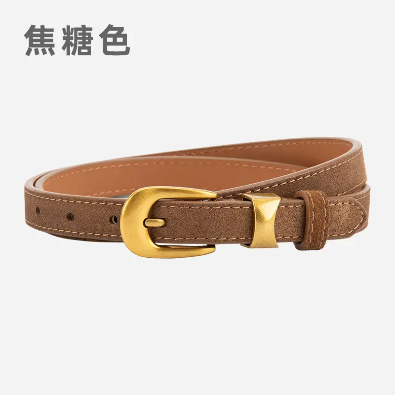 Women Cross-Border Frosted Suede Belt焦糖色 - Image 2
