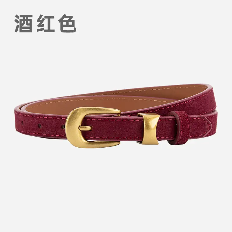 Women Cross-Border Frosted Suede Belt焦糖色 - Image 3