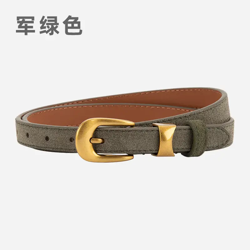 Women Cross-Border Frosted Suede Belt焦糖色 - Image 4