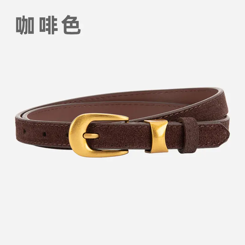 Women Cross-Border Frosted Suede Belt焦糖色 - Image 5
