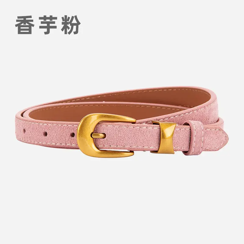 Women Cross-Border Frosted Suede Belt焦糖色 - Image 9