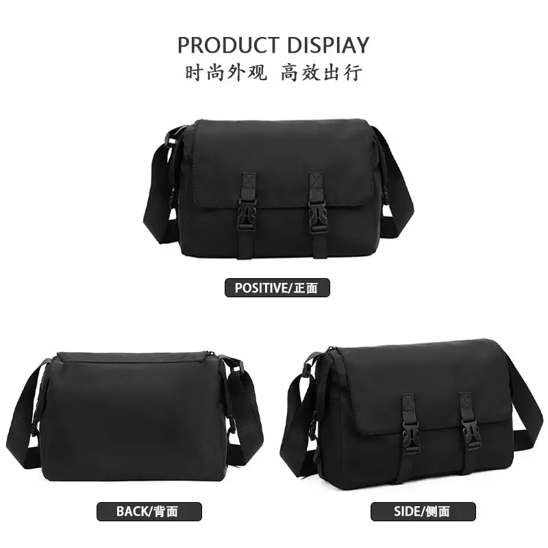 Men's Waterproof Crossbody Messenger Bag Black - Image 3