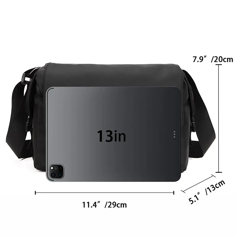 Men's Waterproof Crossbody Messenger Bag Black - Image 4