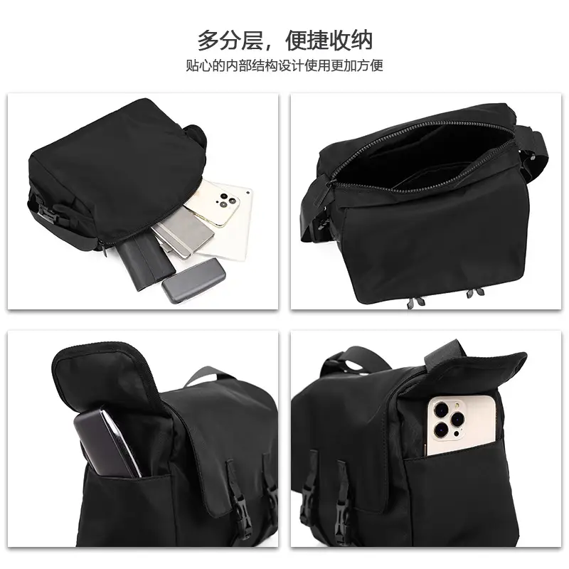 Men's Waterproof Crossbody Messenger Bag Black - Image 5