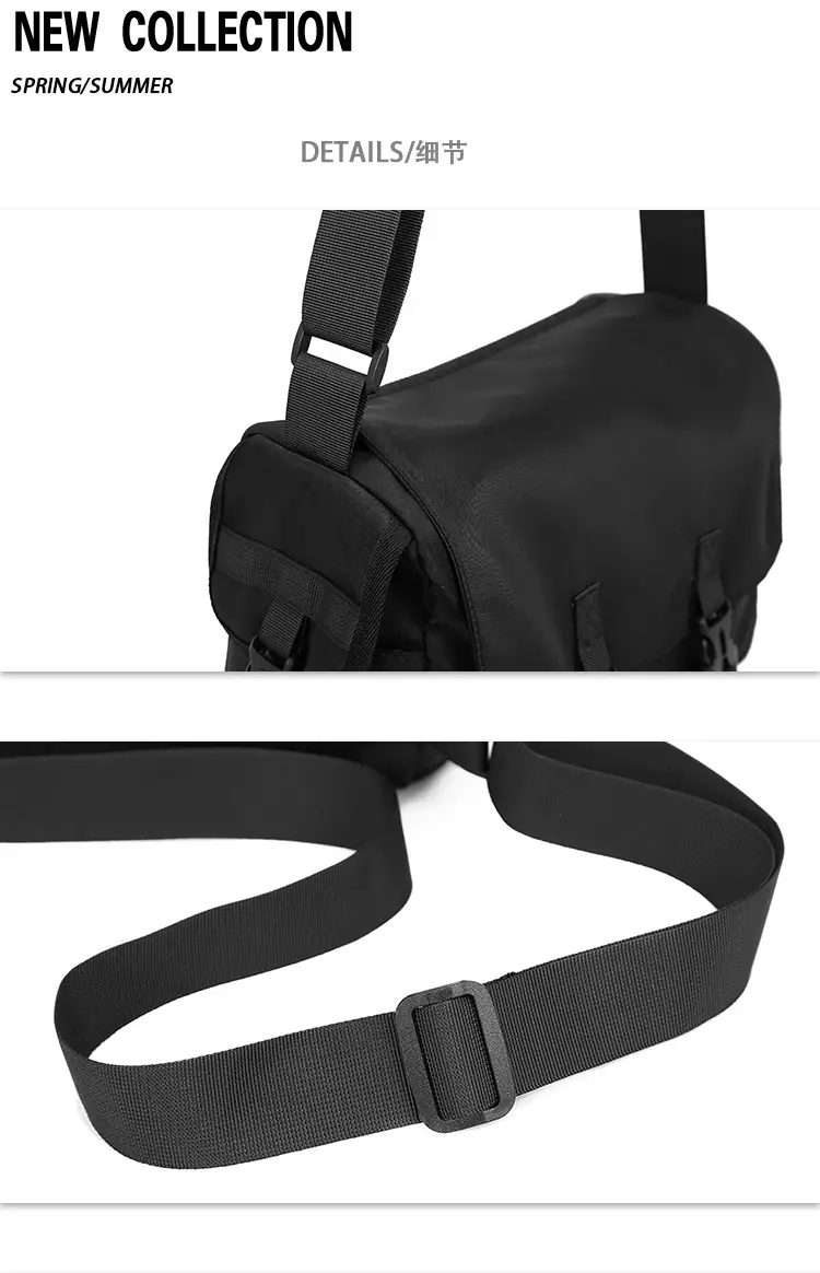 Men's Waterproof Crossbody Messenger Bag Black — feature 12