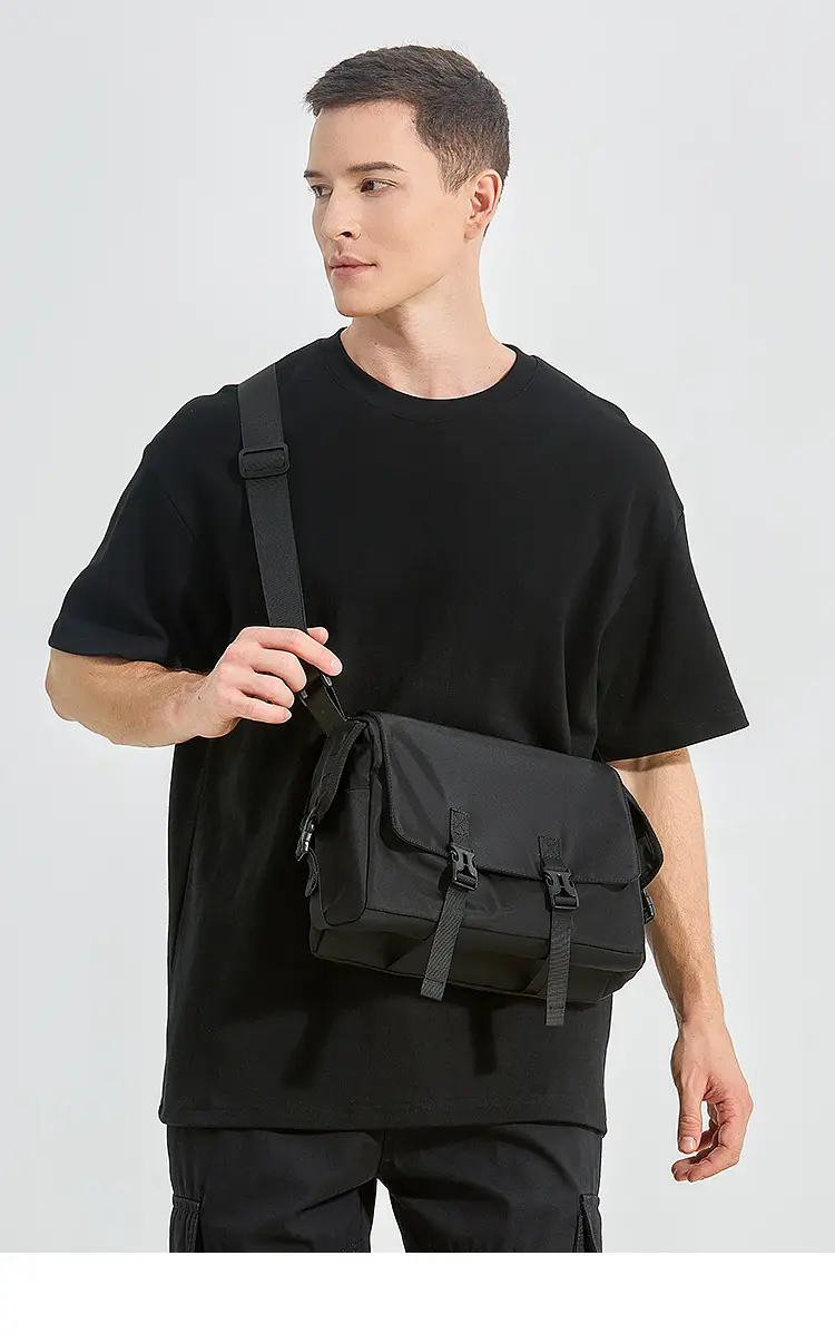 Men's Waterproof Crossbody Messenger Bag Black — feature 5