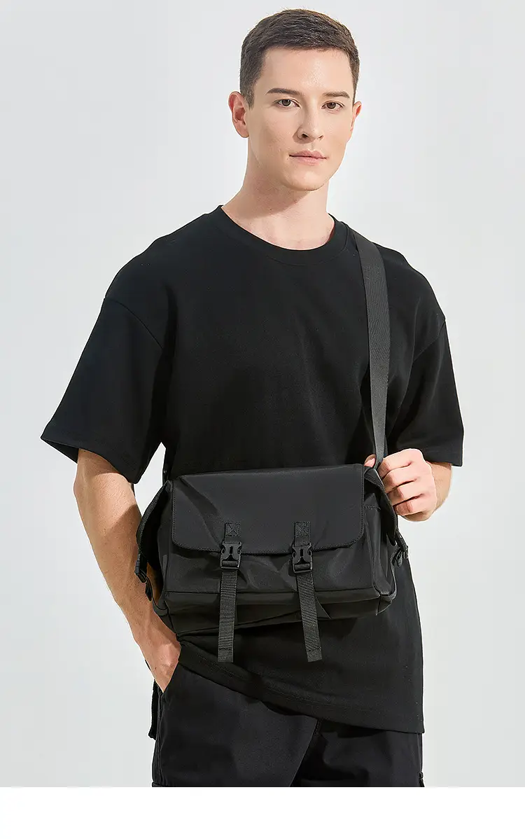 Men's Waterproof Crossbody Messenger Bag Black — feature 6