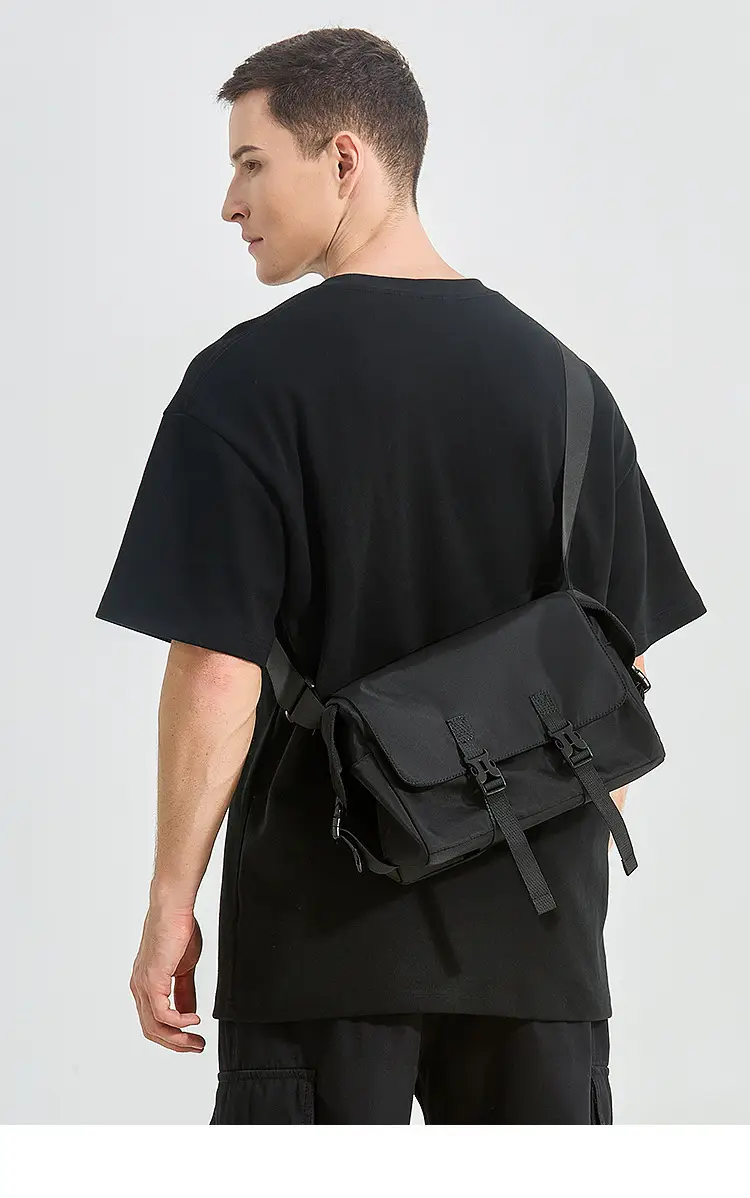 Men's Waterproof Crossbody Messenger Bag Black — feature 7