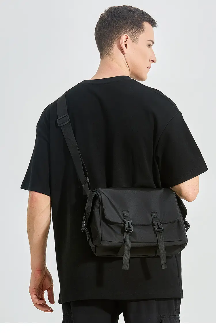 Men's Waterproof Crossbody Messenger Bag Black — feature 8