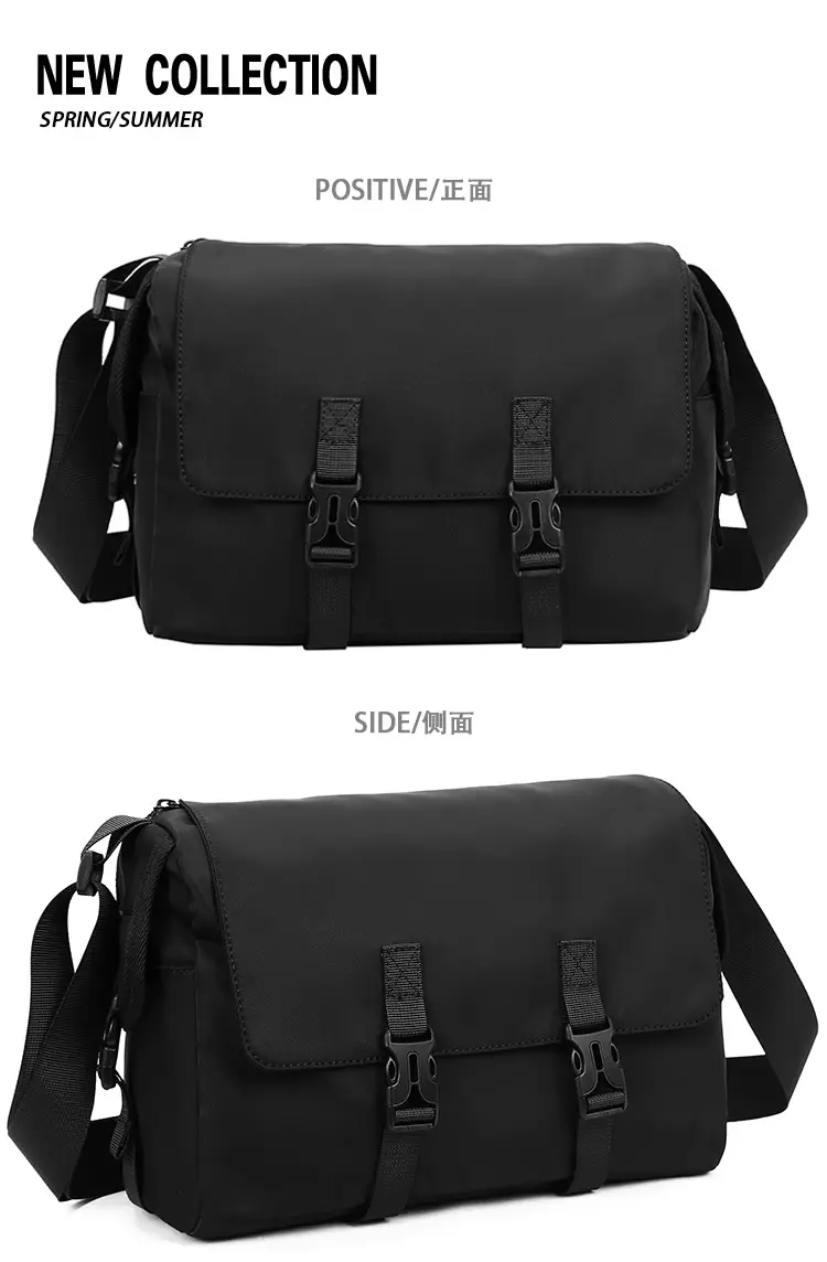 Men's Waterproof Crossbody Messenger Bag Black — feature 9