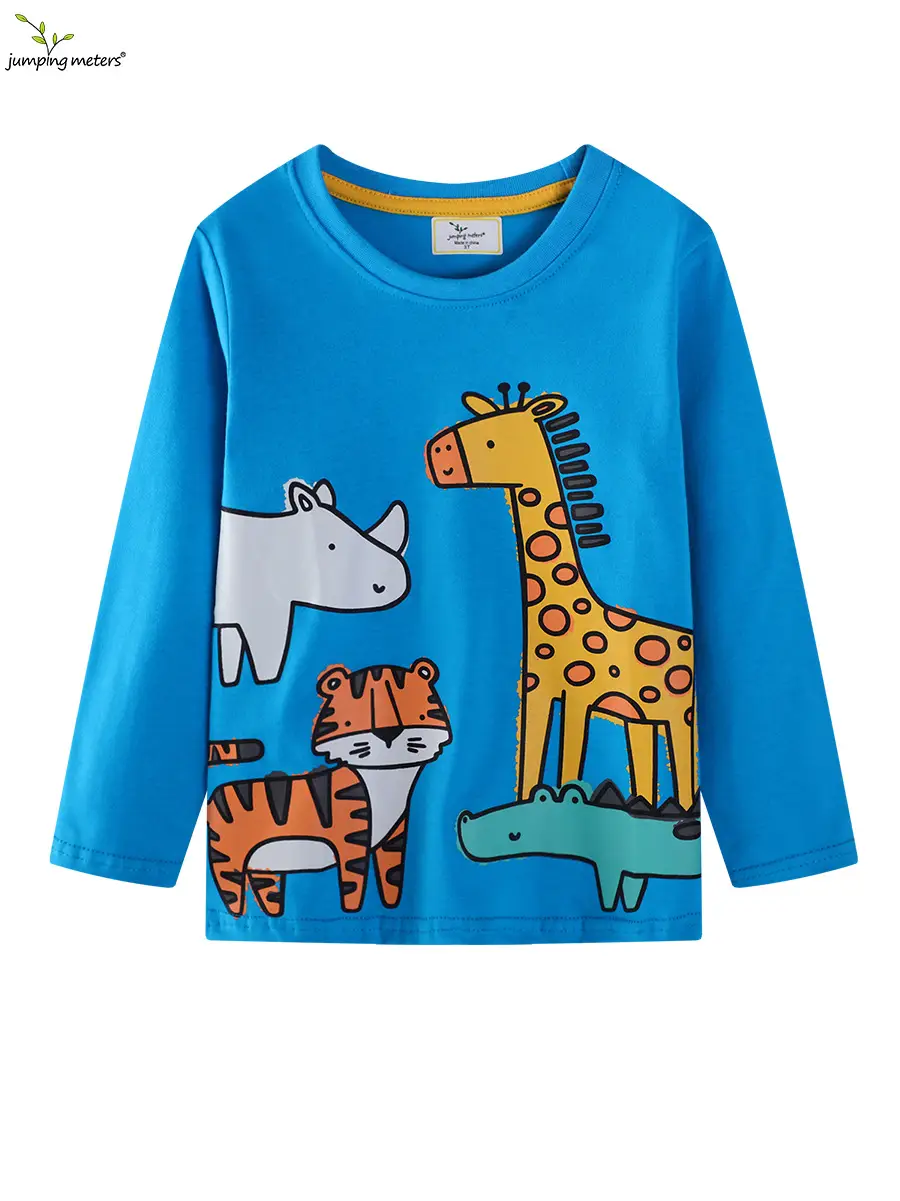 Blue Long Sleeve T-Shirt for Boys Animal Print