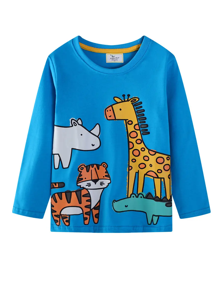 Blue Long Sleeve T-Shirt for Boys Animal Print