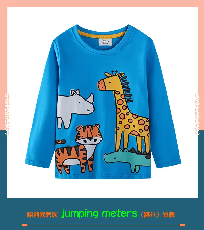 Blue Long Sleeve T-Shirt for Boys Animal Print — feature 2