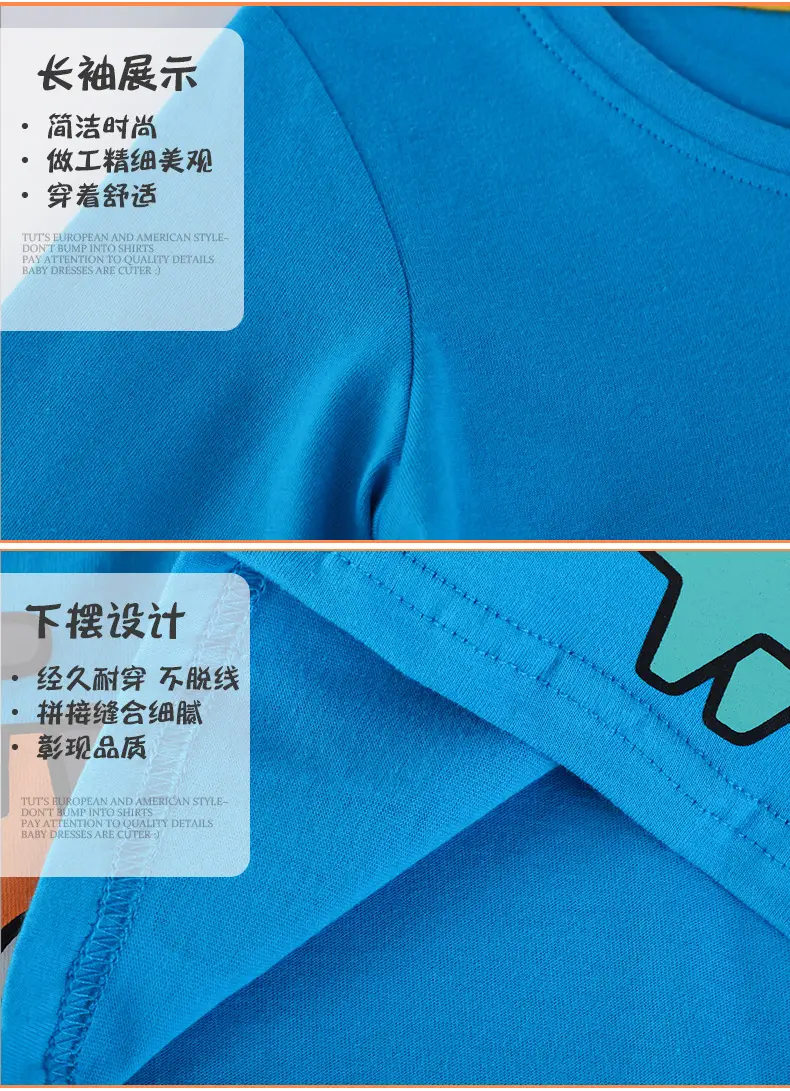 Blue Long Sleeve T-Shirt for Boys Animal Print — feature 7