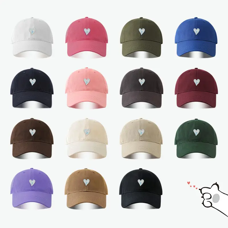 Korean Style Heart Patch Baseball Cap Olive Green - Image 5