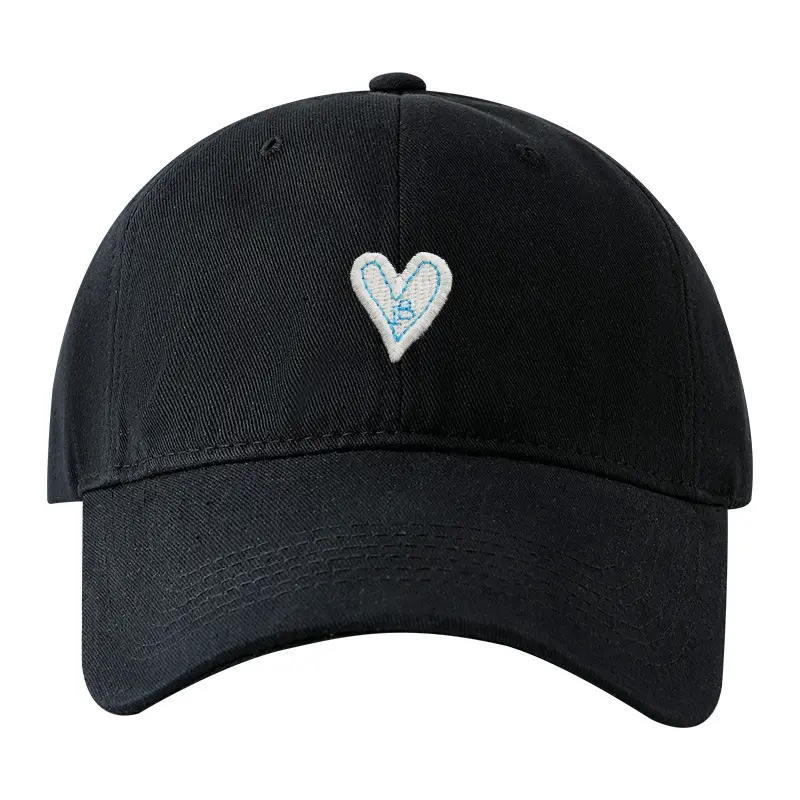 Korean Style Heart Patch Baseball Cap Olive Green - Image 8