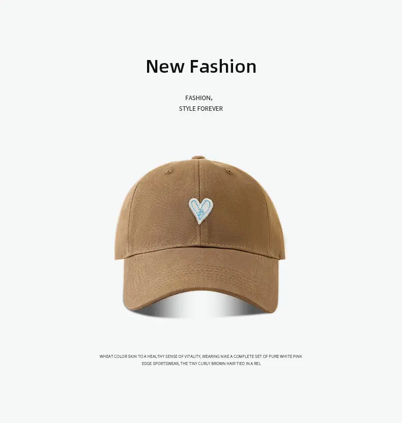 Korean Style Heart Patch Baseball Cap Olive Green — feature 10