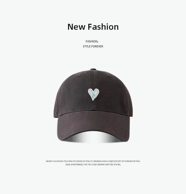 Korean Style Heart Patch Baseball Cap Olive Green — feature 13
