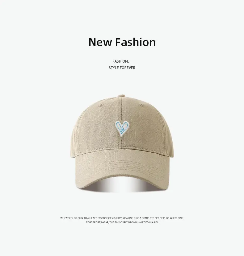 Korean Style Heart Patch Baseball Cap Olive Green — feature 7