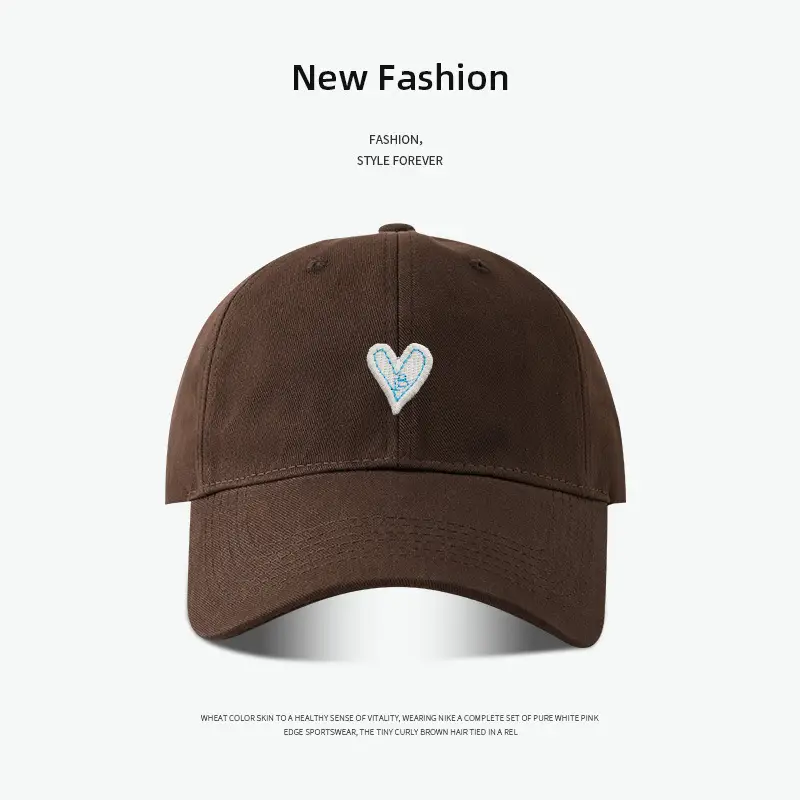 Korean Style Heart Patch Baseball Cap Olive Green - Image 2